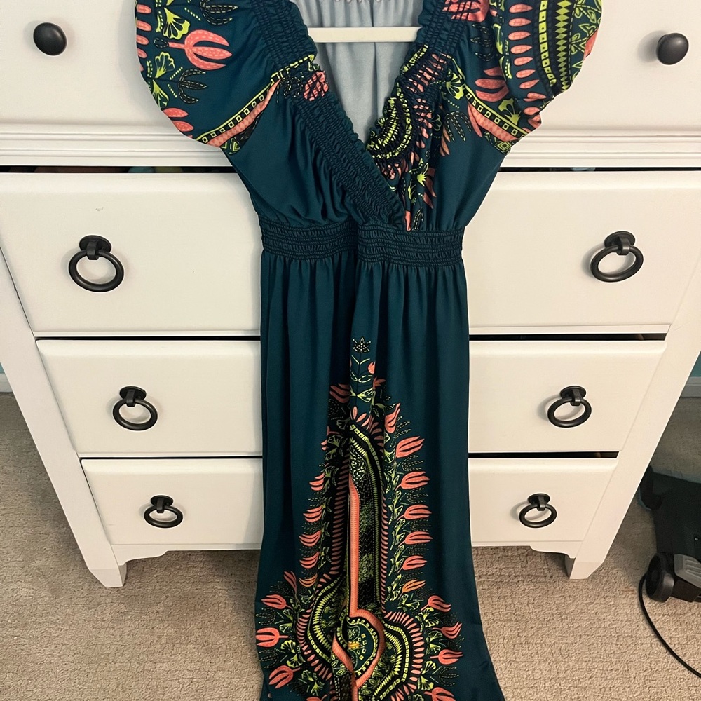 Vibrant Maxi Dress with Intricate Patterns